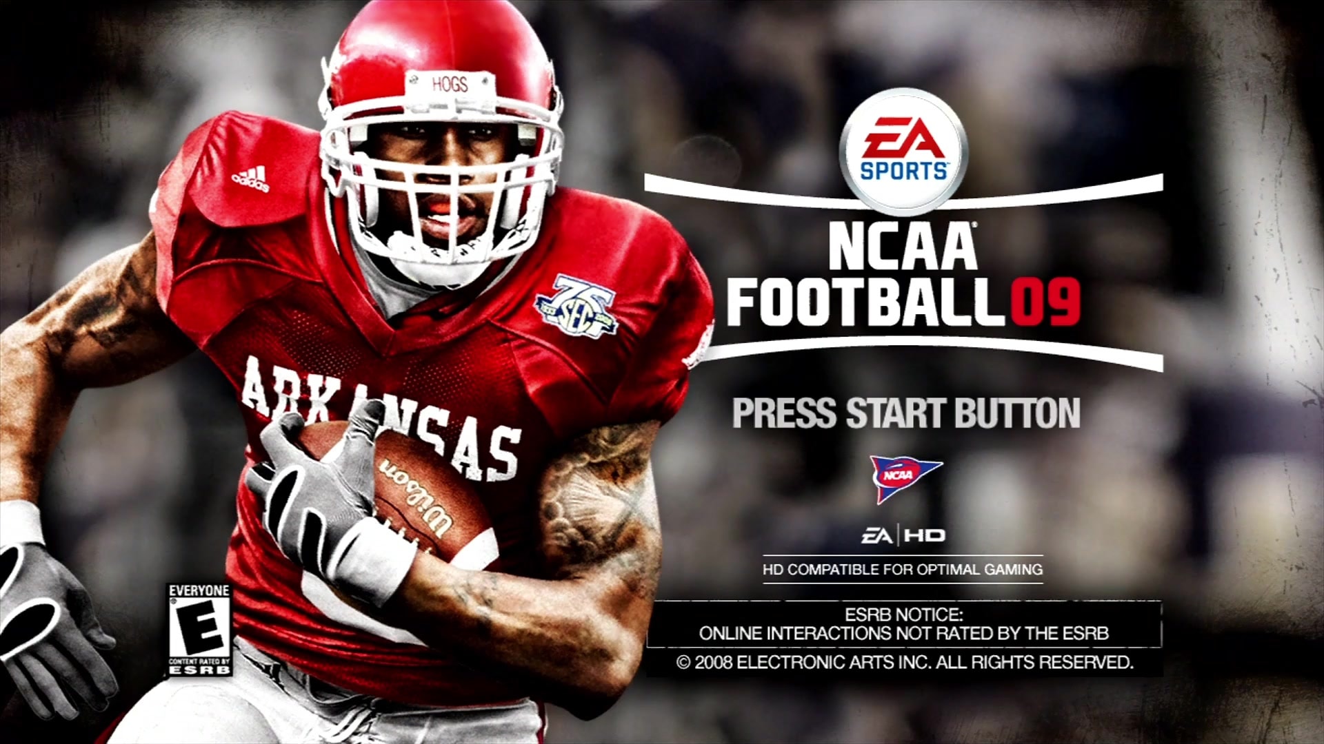 NCAA Football 09 title screen for Xbox 360